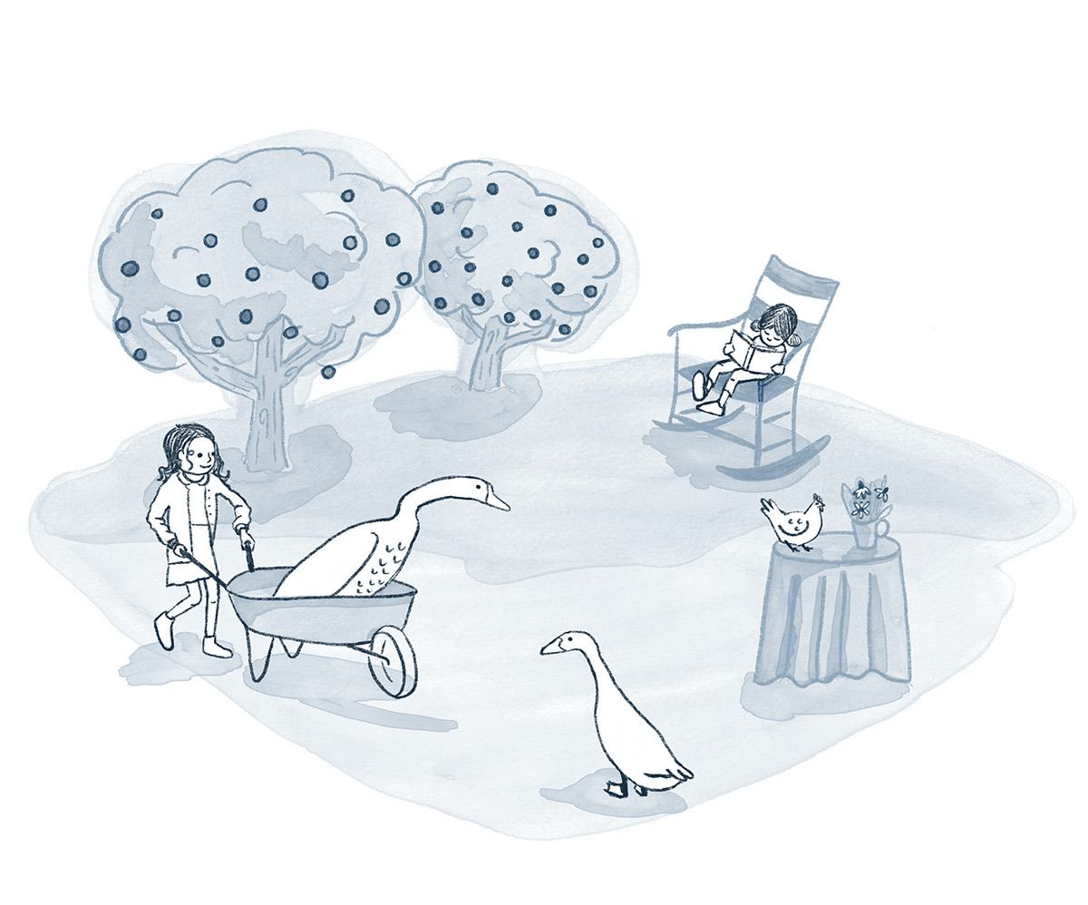 Apple Orchard with Goose sketch