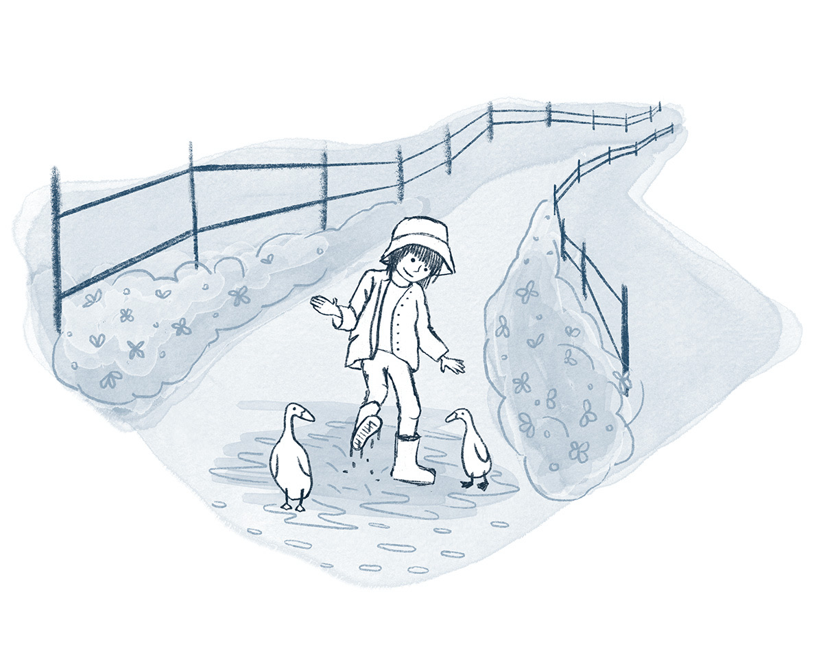 Puddle Jumping with Geese sketch