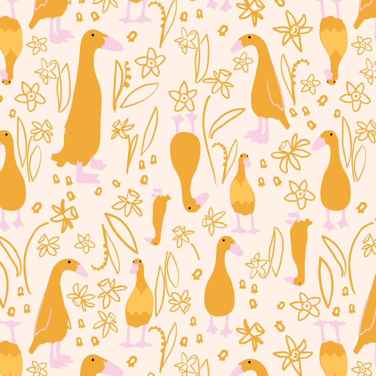Ducks Daffodils pattern